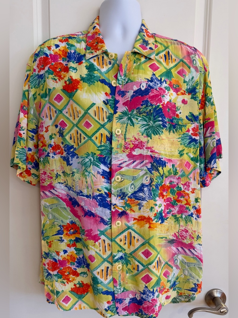 Jams World Hawaiian Aloha Short Sleeve Men's Shirt, Large, Vintage, great cond.